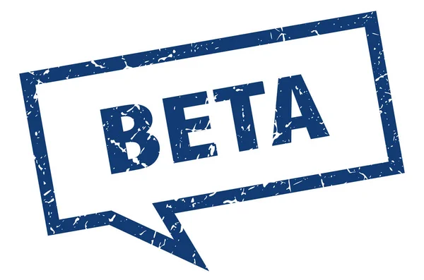 Bèta-teken. Bèta-vierkante Spraakballon. Beta — Stockvector