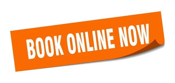 今すぐオンラインで予約してください。オンラインで予約今正方形の孤立した看板。今すぐオンラインで予約する — ストックベクタ