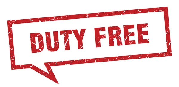 Sinal duty free. bolha de discurso quadrado duty free. isenção de direitos — Vetor de Stock