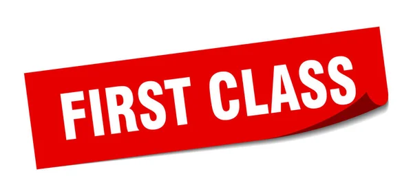 Eerste klasse sticker. eerste klasse vierkant geïsoleerd teken. eersteklas — Stockvector