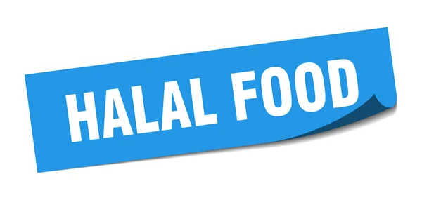 Αυτοκόλλητο φαγητού Χαλάλ. Χαλάλ κουζίνα τετράγωνο απομονωμένο σημάδι. Χαλάλ φαγητό — Διανυσματικό Αρχείο