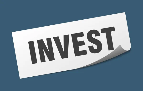 Investeren sticker. Investeer vierkant geïsoleerd teken. Investeren — Stockvector