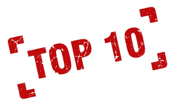 Top 10 stempel. Top 10 vierkante grunge teken. Top 10 — Stockvector