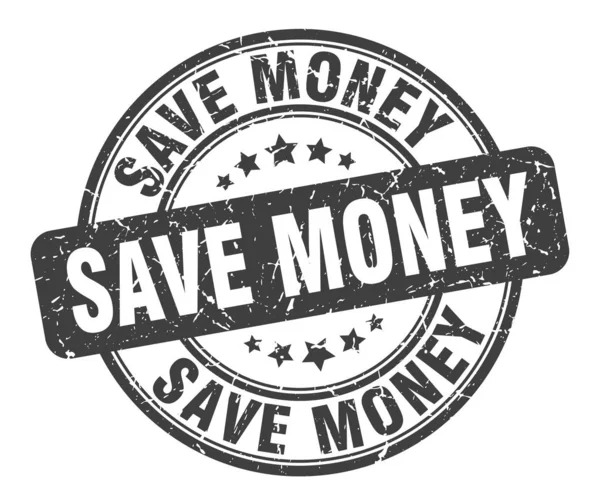 Geld sparen Stempel. Sparen Sie Geld rund um Grunge-Zeichen. Geld sparen — Stockvektor