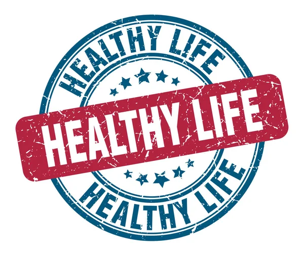Hälsosamt liv stämpel. hälsosamt liv runt grunge tecken. hälsosamt liv — Stock vektor