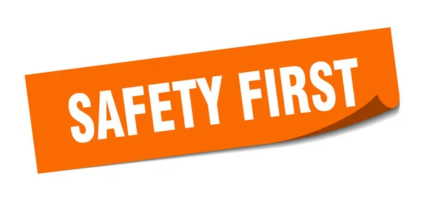 Первая наклейка безопасности. безопасность первый квадратный изолированный знак. безопасность прежде всего — стоковый вектор