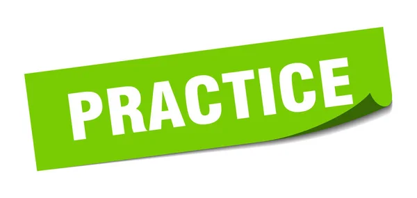 Pegatina práctica. práctica cuadrada signo aislado. práctica — Vector de stock