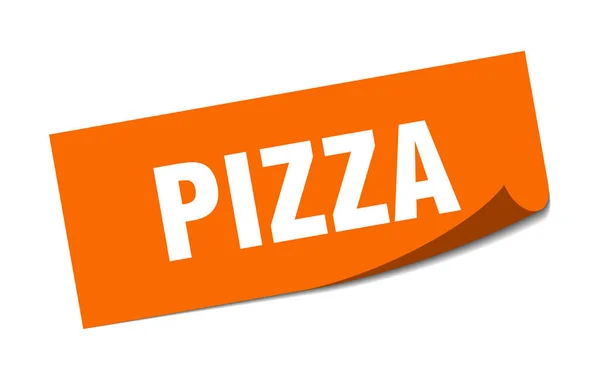 Наклейка на пиццу. квадратный знак пиццы. пицца — стоковый вектор