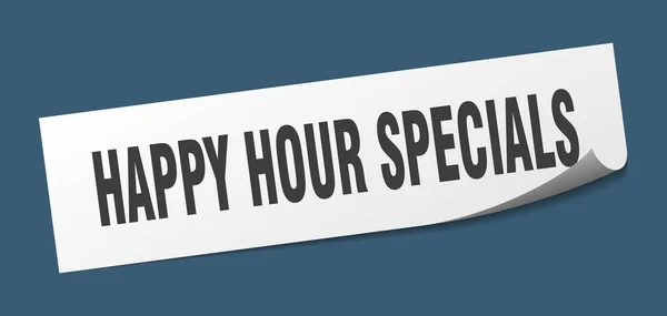 Happy Hour Specials klistermärke. Happy Hour Specials fyrkantig isolerad skylt. Happy Hour Specials — Stock vektor