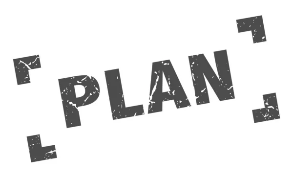 Sello del plan. Plano cuadrado signo grunge. plan — Vector de stock