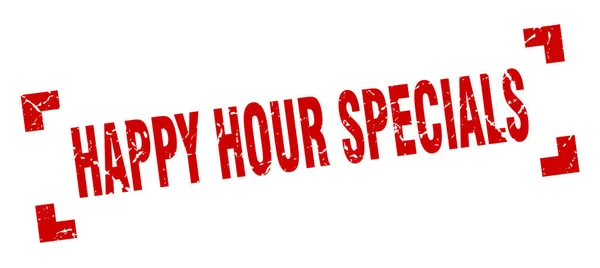 Sondermarken zur Happy Hour. Happy Hour Specials quadratische Grunge-Zeichen. Happy Hour Specials — Stockvektor