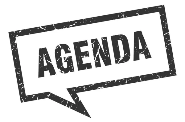 Segno dell'agenda. agenda quadrata discorso bolla. ordine del giorno — Vettoriale Stock