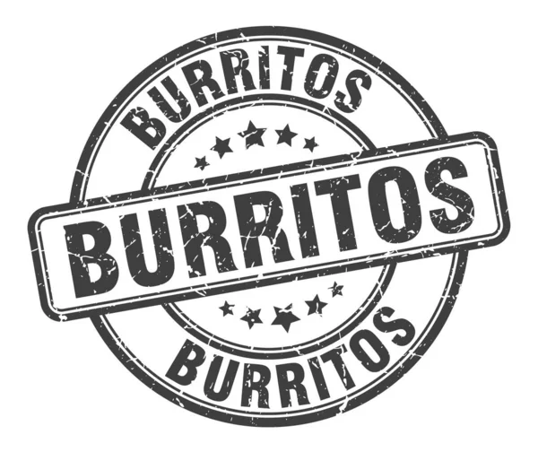 Timbro burritos. burritos segno grunge rotondo. burritos — Vettoriale Stock