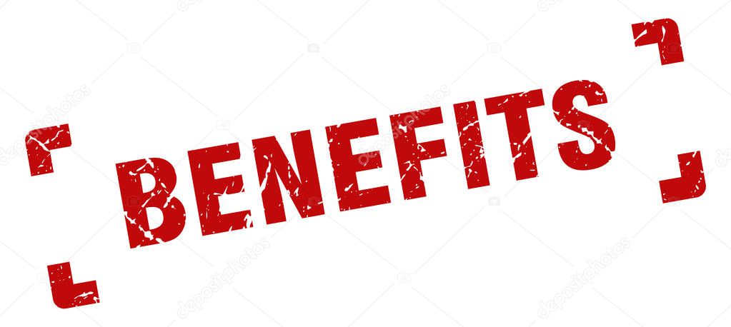 benefits stamp. benefits square grunge sign. benefits