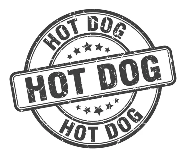 Timbro dell'hot dog. hot dog segno grunge rotondo. hot dog — Vettoriale Stock