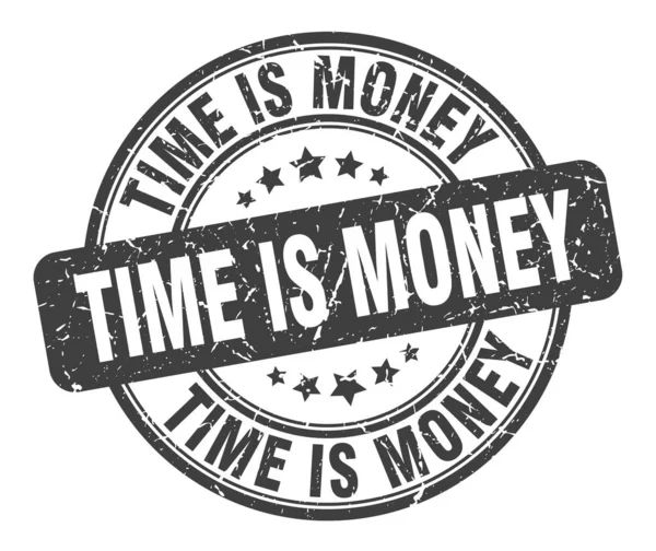 Время это денежная марка. Время это гранж-знак с деньгами. time is money — стоковый вектор