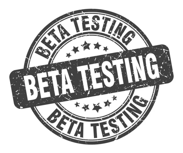 Sello de prueba beta. prueba beta signo grunge redondo. pruebas beta — Vector de stock