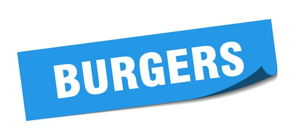 Naklejki hamburgery. hamburgery kwadratowych znak na białym tle. Burgery — Wektor stockowy