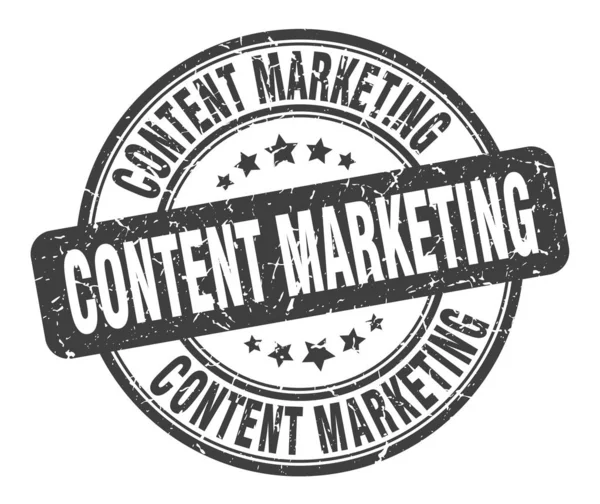 Timbre de marketing de contenu. contenu marketing ronde signe grunge. marketing de contenu — Image vectorielle