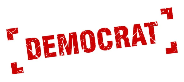 Democraat stempel. democraat Square grunge teken. Democraat — Stockvector