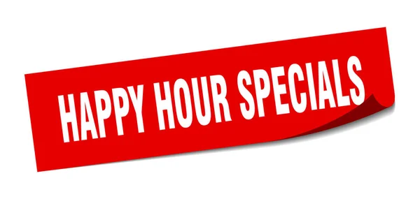 Happy Hour Specials klistermärke. Happy Hour Specials fyrkantig isolerad skylt. Happy Hour Specials — Stock vektor