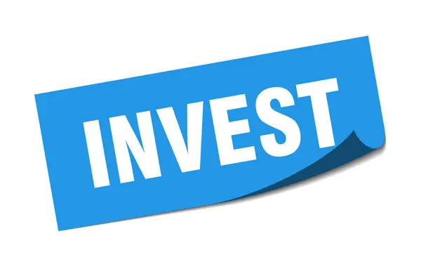 Investire adesivo. investire segno quadrato isolato. investire — Vettoriale Stock