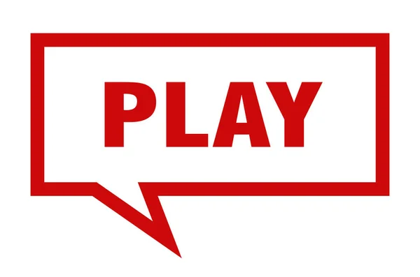 Signo de juego. jugar burbuja de habla cuadrada. jugar — Archivo Imágenes Vectoriales