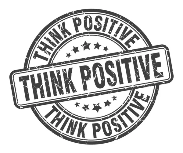 Positiv denken. Positives Round-Grunge-Zeichen. Positiv denken — Stockvektor