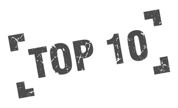 Top 10 carimbo. top 10 sinal grunge quadrado. Topo 10 — Vetor de Stock