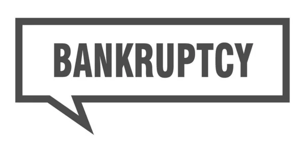 Signo de bancarrota. burbuja de discurso cuadrado de bancarrota. quiebra — Vector de stock