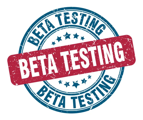 Stempla testowego beta. Beta testowanie okrągły grunge znak. testy beta — Wektor stockowy