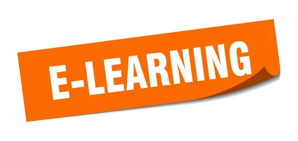Etiqueta engomada e-learning. e-learning signo cuadrado aislado. e-learning — Archivo Imágenes Vectoriales
