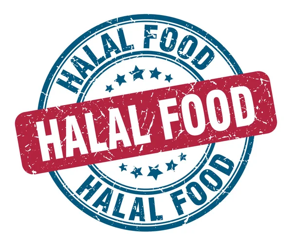 Halal food stamp. cibo halal segno grunge rotondo. cibo halal — Vettoriale Stock