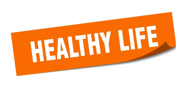 健康的な生活のステッカー。健康な生活の正方形孤立した兆候。健康的な生活 — ストックベクタ