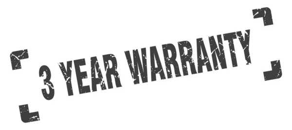 3 ans de garantie timbre. 3 ans de garantie carré signe grunge. Garantie de 3 ans — Image vectorielle