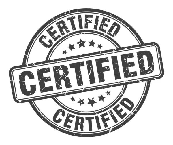 Sello certificado. signo grunge redondo certificado. certificado — Vector de stock