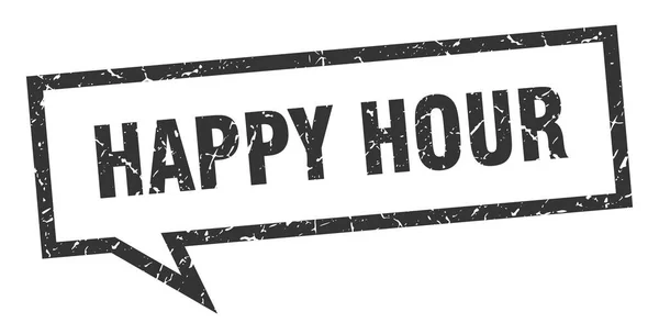 Sinal de happy hour. happy hour bolha de discurso quadrado. happy hour — Vetor de Stock