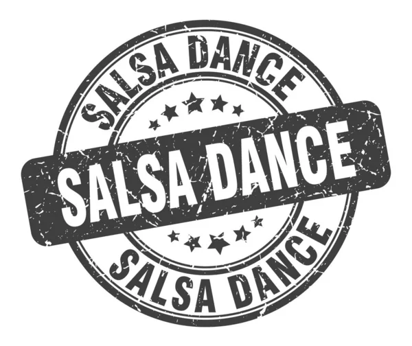 Timbre de danse salsa. danse salsa ronde signe de grunge. danse de salsa — Image vectorielle