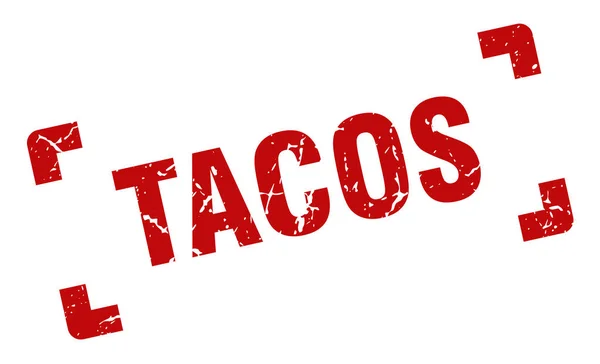 Tacos pieczęć. Tacos kwadrat grunge znak. Tacos — Wektor stockowy