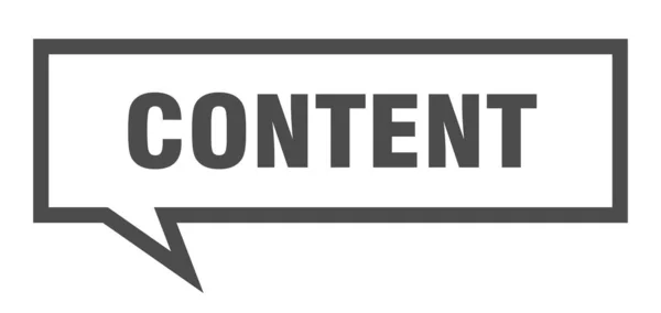 Content sign. content square speech bubble. content — Stock Vector