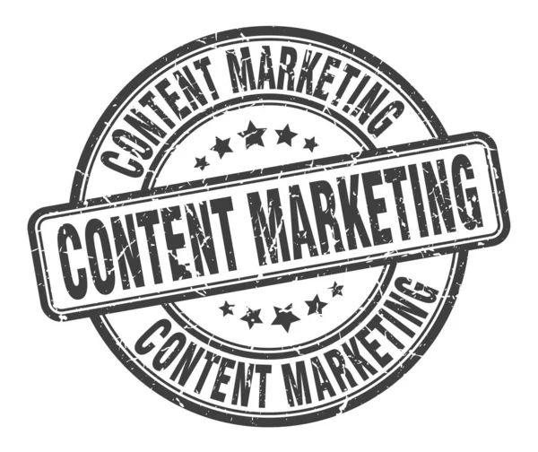 Timbre de marketing de contenu. contenu marketing ronde signe grunge. marketing de contenu — Image vectorielle