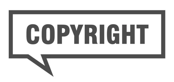 Знак авторського права. Бульбашка квадратних мовлення авторських прав. авторське право — стоковий вектор