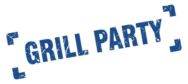 Grillparty-Stempel. Grill Party Square Grunge-Schild. Grillparty — Stockvektor