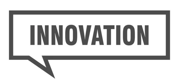 Signo de innovación. innovación burbuja de habla cuadrada. innovación — Archivo Imágenes Vectoriales