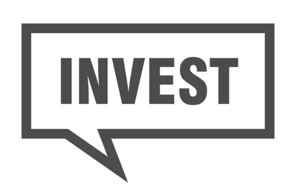 Інвестиційний знак. інвестувати квадратну мову бульбашку. інвестувати — стоковий вектор