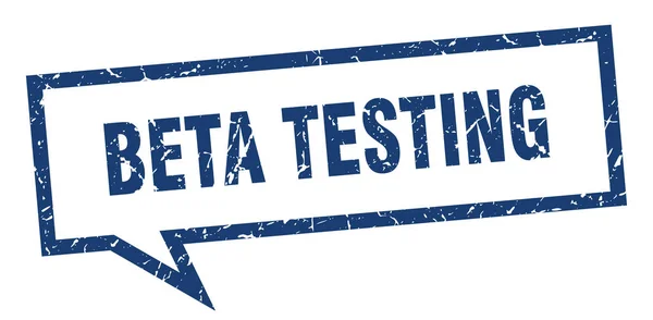Testovací značka beta. beta testování bubliny na čtvercové řeči. testování verze beta — Stockový vektor