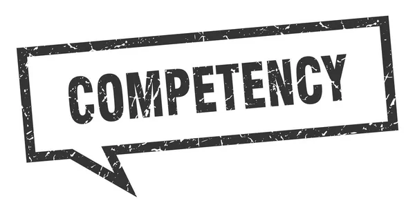 Competentie teken. competentie vierkante Spraakballon. Competentie — Stockvector