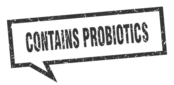 Contains probiotics sign. contains probiotics square speech bubble. contains probiotics — Stock Vector
