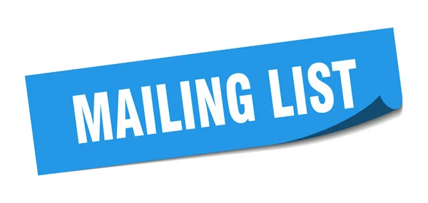 Adesivo della mailing list. segno isolato quadrato della mailing list. mailing list — Vettoriale Stock