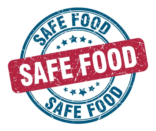 Selo de comida segura. alimento seguro redondo sinal de grunge. alimentos seguros — Vetor de Stock